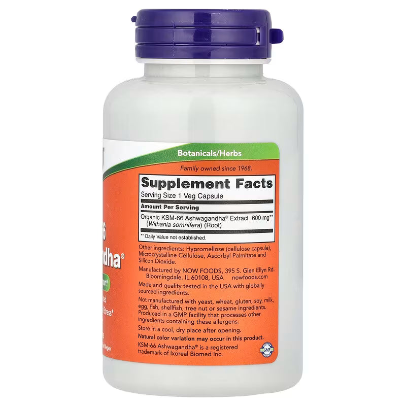 NOW - ASHWAGANDHA KSM-66® 600 MG - 90 Capsules