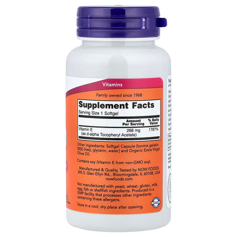 NOW Vitamin E-400 IU D-Alpha 268 mg - 100 Softgels
